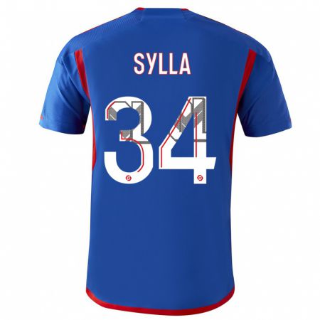 Kandiny Hombre Camiseta Kysha Sylla #34 Azul Rojo 2ª Equipación 2023/24 La Camisa Chile