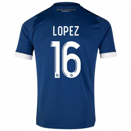 Kandiny Hombre Camiseta Pau López #16 Azul Oscuro 2ª Equipación 2023/24 La Camisa Chile