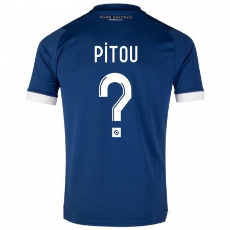Kandiny Hombre Camiseta Jonathan Pitou #0 Azul Oscuro 2ª Equipación 2023/24 La Camisa Chile