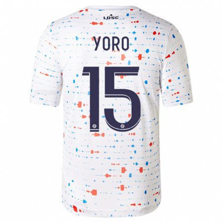 Kandiny Hombre Camiseta Leny Yoro #15 Blanco 2ª Equipación 2023/24 La Camisa Chile