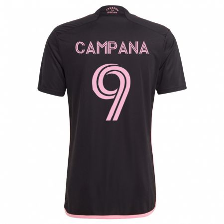 Kandiny Hombre Camiseta Leonardo Campana #9 Negro 2ª Equipación 2023/24 La Camisa Chile