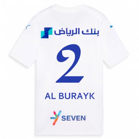 Kandiny Hombre Camiseta Mohammed Al-Burayk #2 Blanco 2ª Equipación 2023/24 La Camisa Chile