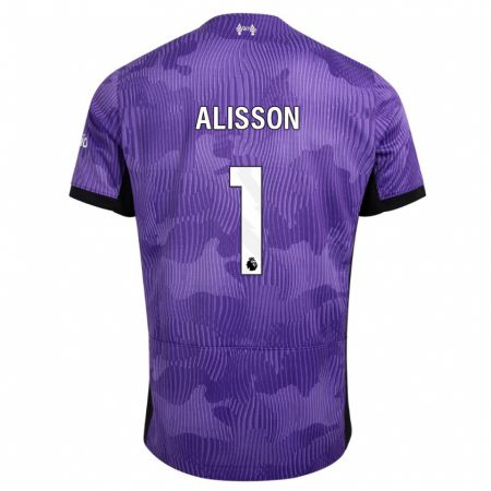 Kandiny Hombre Camiseta Alisson #1 Púrpura Equipación Tercera 2023/24 La Camisa Chile