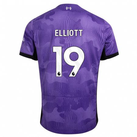 Kandiny Hombre Camiseta Harvey Elliott #19 Púrpura Equipación Tercera 2023/24 La Camisa Chile