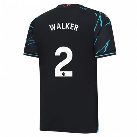 Kandiny Hombre Camiseta Kyle Walker #2 Azul Oscuro Equipación Tercera 2023/24 La Camisa Chile
