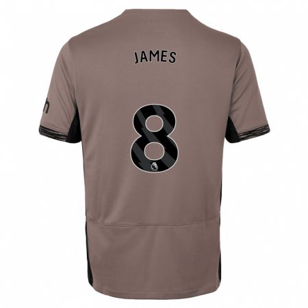 Kandiny Hombre Camiseta Angharad James #8 Beige Obscuro Equipación Tercera 2023/24 La Camisa Chile