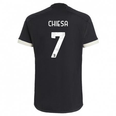 Kandiny Hombre Camiseta Federico Chiesa #7 Negro Equipación Tercera 2023/24 La Camisa Chile