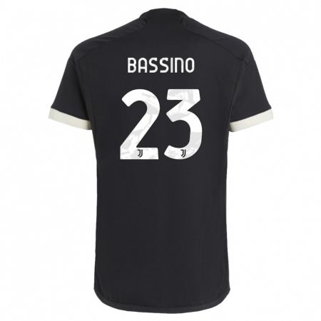Kandiny Hombre Camiseta Alessandro Bassino #23 Negro Equipación Tercera 2023/24 La Camisa Chile