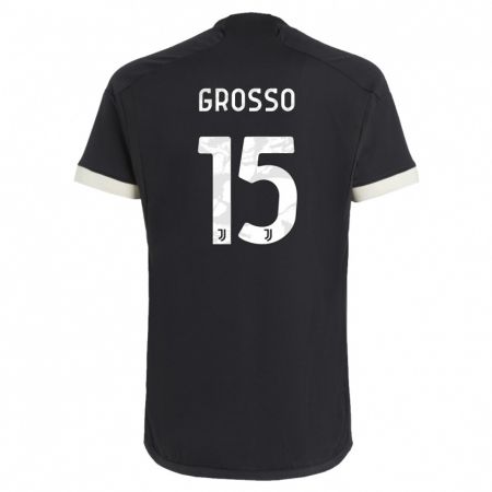 Kandiny Hombre Camiseta Julia Grosso #15 Negro Equipación Tercera 2023/24 La Camisa Chile