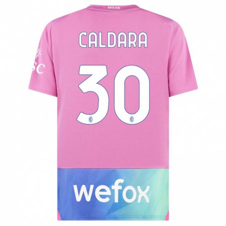 Kandiny Hombre Camiseta Mattia Caldara #30 Rosado Morado Equipación Tercera 2023/24 La Camisa Chile