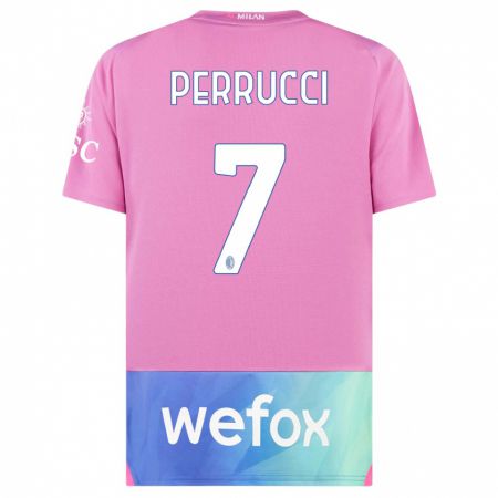 Kandiny Hombre Camiseta Vincenzo Perrucci #7 Rosado Morado Equipación Tercera 2023/24 La Camisa Chile