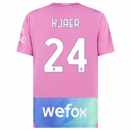 Kandiny Hombre Camiseta Simon Kaer #24 Rosado Morado Equipación Tercera 2023/24 La Camisa Chile