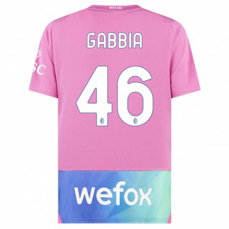 Kandiny Hombre Camiseta Matteo Gabbia #46 Rosado Morado Equipación Tercera 2023/24 La Camisa Chile