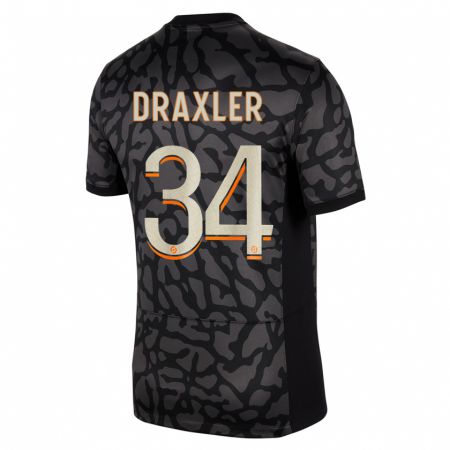 Kandiny Hombre Camiseta Julian Draxler #34 Negro Equipación Tercera 2023/24 La Camisa Chile