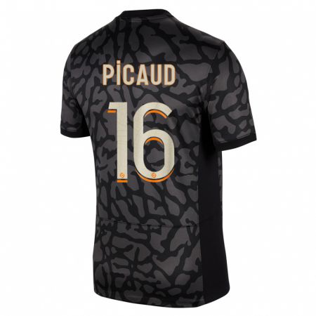 Kandiny Hombre Camiseta Constance Picaud #16 Negro Equipación Tercera 2023/24 La Camisa Chile