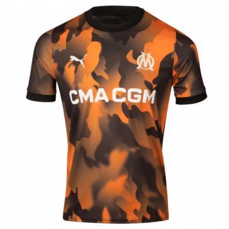 Kandiny Hombre Camiseta François Mughe #24 Negro Naranja Equipación Tercera 2023/24 La Camisa Chile