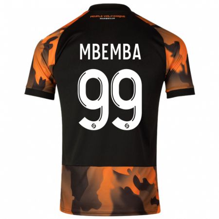 Kandiny Hombre Camiseta Chancel Mbemba #99 Negro Naranja Equipación Tercera 2023/24 La Camisa Chile