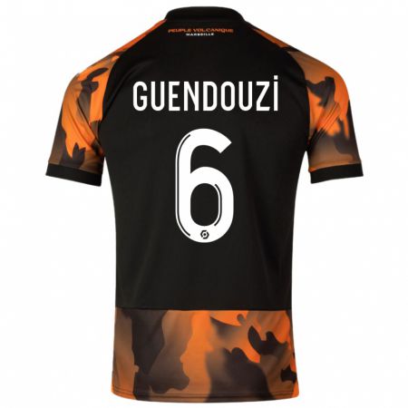 Kandiny Hombre Camiseta Matteo Guendouzi #6 Negro Naranja Equipación Tercera 2023/24 La Camisa Chile