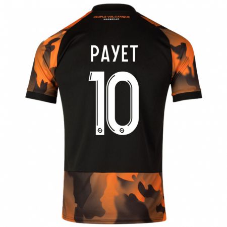 Kandiny Hombre Camiseta Dimitri Payet #10 Negro Naranja Equipación Tercera 2023/24 La Camisa Chile