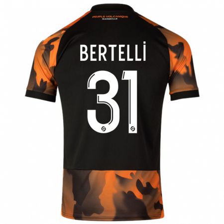 Kandiny Hombre Camiseta Ugo Bertelli #31 Negro Naranja Equipación Tercera 2023/24 La Camisa Chile
