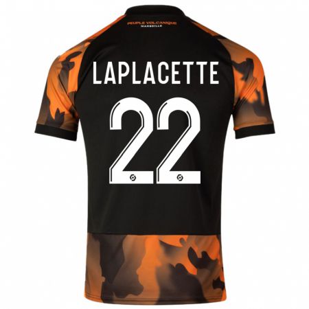 Kandiny Hombre Camiseta Tess Laplacette #22 Negro Naranja Equipación Tercera 2023/24 La Camisa Chile
