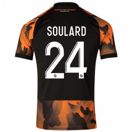 Kandiny Hombre Camiseta Amandine Soulard #24 Negro Naranja Equipación Tercera 2023/24 La Camisa Chile