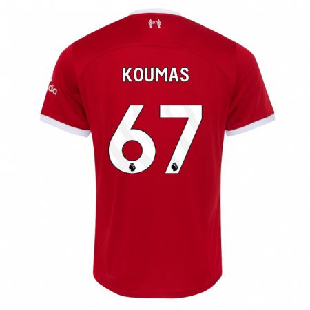Kandiny Mujer Camiseta Lewis Koumas #67 Rojo 1ª Equipación 2023/24 La Camisa Chile