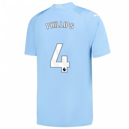 Kandiny Mujer Camiseta Kalvin Phillips #4 Azul Claro 1ª Equipación 2023/24 La Camisa Chile