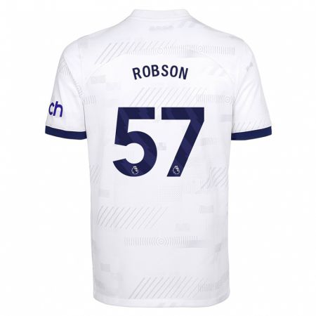Kandiny Mujer Camiseta Max Robson #57 Blanco 1ª Equipación 2023/24 La Camisa Chile
