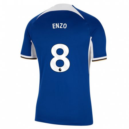Kandiny Mujer Camiseta Enzo Fernández #8 Azul 1ª Equipación 2023/24 La Camisa Chile