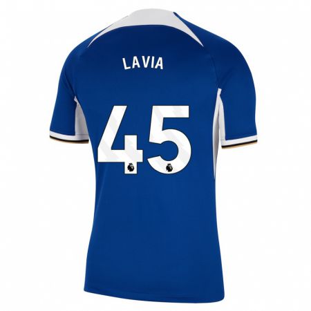 Kandiny Mujer Camiseta Roméo Lavia #45 Azul 1ª Equipación 2023/24 La Camisa Chile