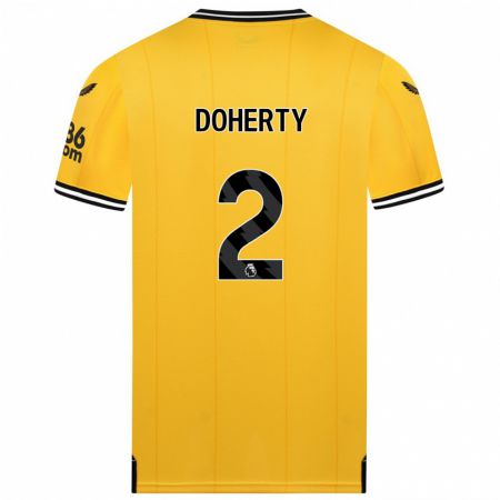 Kandiny Mujer Camiseta Matt Doherty #2 Amarillo 1ª Equipación 2023/24 La Camisa Chile