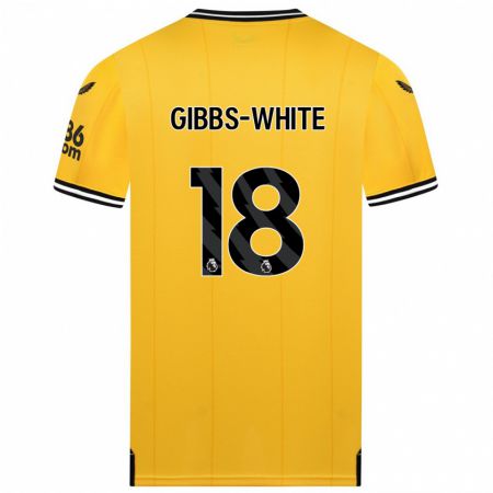 Kandiny Mujer Camiseta Morgan Gibbs-White #18 Amarillo 1ª Equipación 2023/24 La Camisa Chile