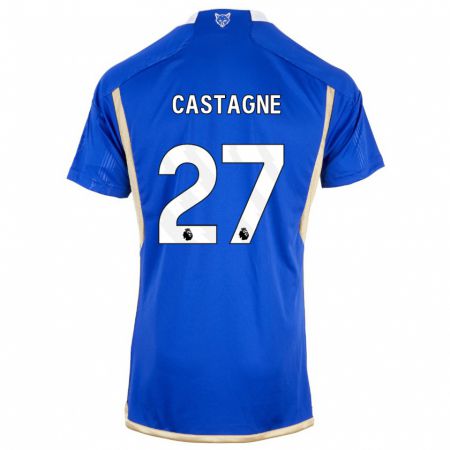 Kandiny Mujer Camiseta Timothy Castagne #27 Azul Real 1ª Equipación 2023/24 La Camisa Chile