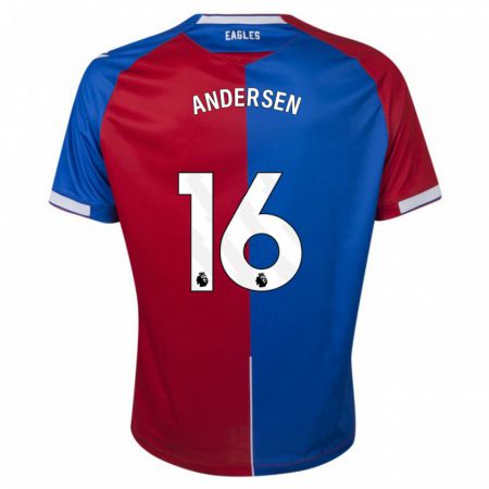 Kandiny Mujer Camiseta Joachim Andersen #16 Rojo Azul 1ª Equipación 2023/24 La Camisa Chile