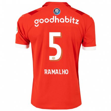 Kandiny Mujer Camiseta André Ramalho #5 Rojo 1ª Equipación 2023/24 La Camisa Chile