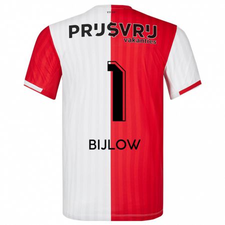 Kandiny Mujer Camiseta Justin Bijlow #1 Rojo Blanco 1ª Equipación 2023/24 La Camisa Chile