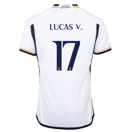 Kandiny Mujer Camiseta Lucas Vázquez #17 Blanco 1ª Equipación 2023/24 La Camisa Chile