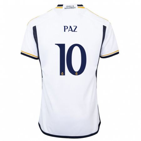 Kandiny Mujer Camiseta Nico Paz #10 Blanco 1ª Equipación 2023/24 La Camisa Chile