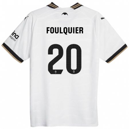 Kandiny Mujer Camiseta Dimitri Foulquier #20 Blanco 1ª Equipación 2023/24 La Camisa Chile