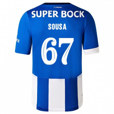 Kandiny Mujer Camiseta Vasco Sousa #67 Azul Blanco 1ª Equipación 2023/24 La Camisa Chile