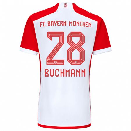 Kandiny Mujer Camiseta Tarek Buchmann #28 Rojo Blanco 1ª Equipación 2023/24 La Camisa Chile