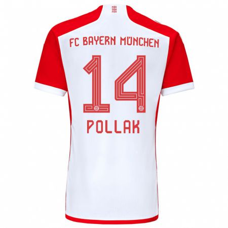 Kandiny Mujer Camiseta Florian Pollak #14 Rojo Blanco 1ª Equipación 2023/24 La Camisa Chile