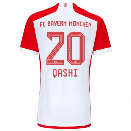 Kandiny Mujer Camiseta Yousef Qashi #20 Rojo Blanco 1ª Equipación 2023/24 La Camisa Chile