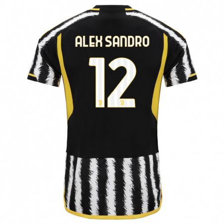 Kandiny Mujer Camiseta Alex Sandro #12 Blanco Negro 1ª Equipación 2023/24 La Camisa Chile