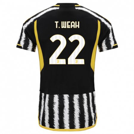 Kandiny Mujer Camiseta Timothy Weah #22 Blanco Negro 1ª Equipación 2023/24 La Camisa Chile
