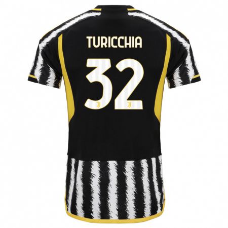 Kandiny Mujer Camiseta Riccardo Turicchia #32 Blanco Negro 1ª Equipación 2023/24 La Camisa Chile