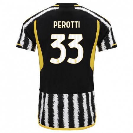 Kandiny Mujer Camiseta Clemente Perotti #33 Blanco Negro 1ª Equipación 2023/24 La Camisa Chile