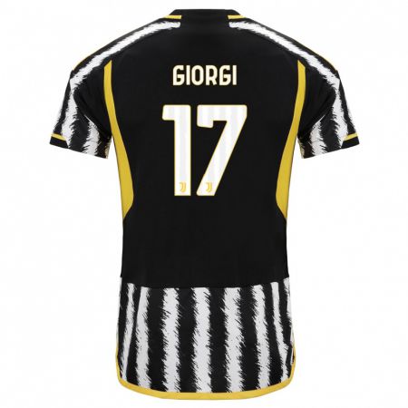 Kandiny Mujer Camiseta Lorenzo Giorgi #17 Blanco Negro 1ª Equipación 2023/24 La Camisa Chile