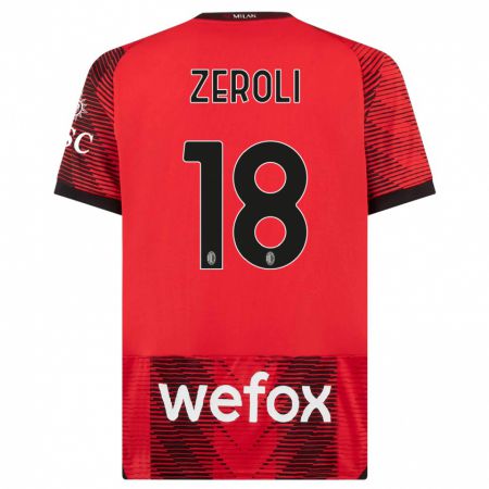 Kandiny Mujer Camiseta Kevin Zeroli #18 Negro Rojo 1ª Equipación 2023/24 La Camisa Chile